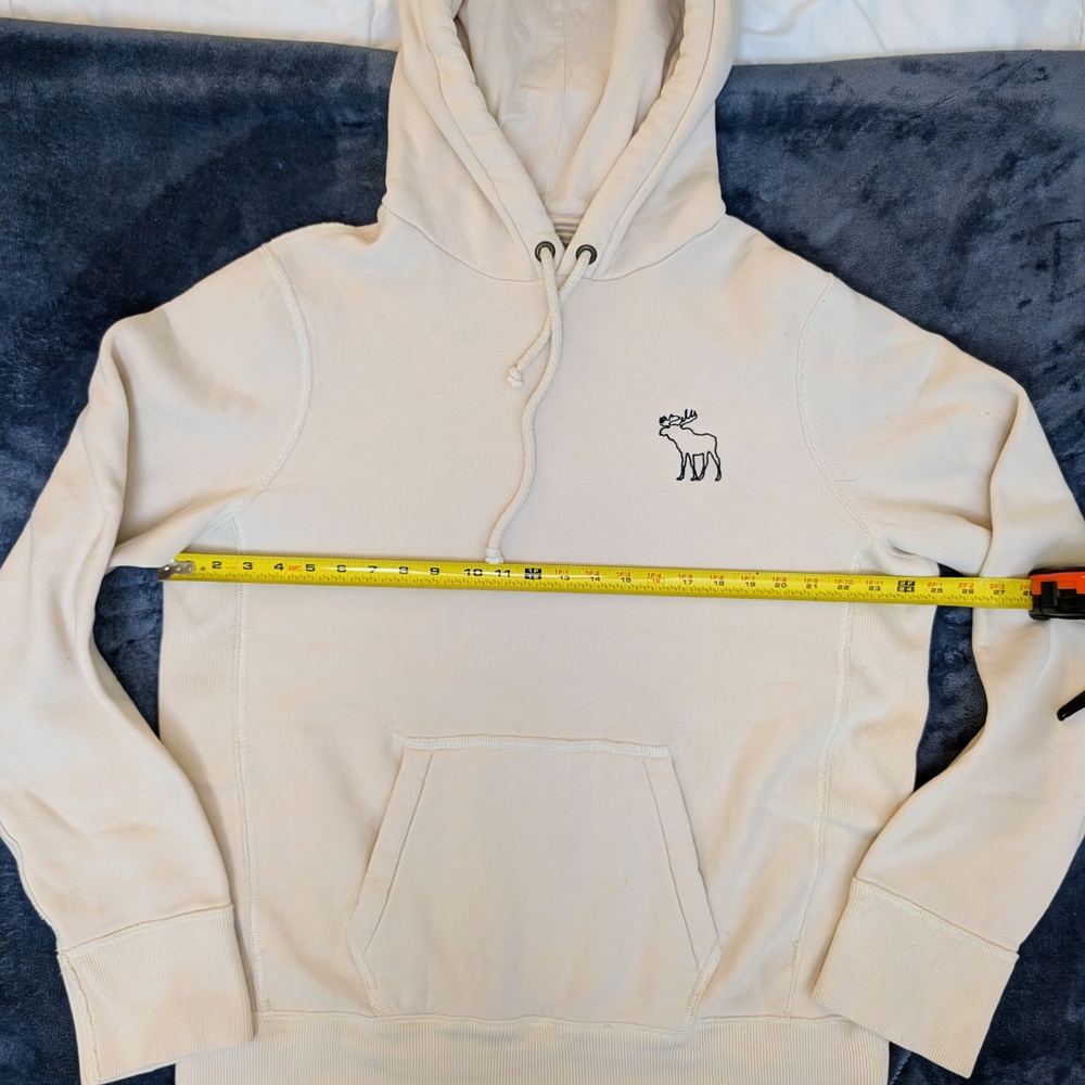 Vintage Abercrombie & Fitch Off-White Hoodie with Moose Logo Muscle Fit. - Picture 5 of 8